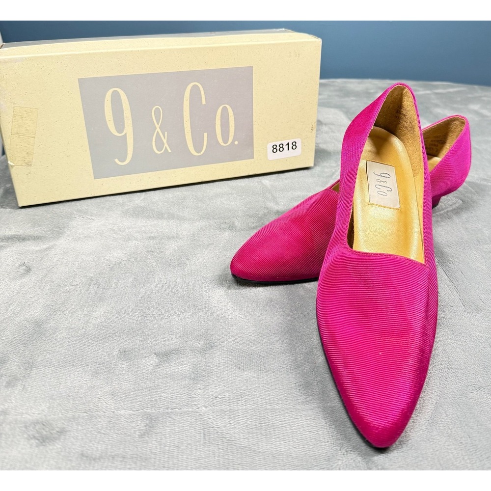 9 and Co Loafers Womens 7 M Pink Grosgrain Pointed Toe Flats Skimmer